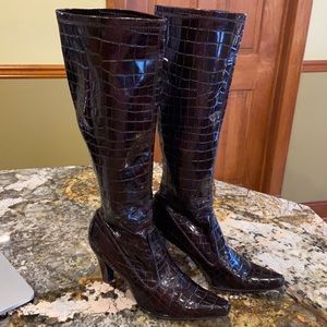 Franco Sarto Faux Crocodile Boots Sz 7